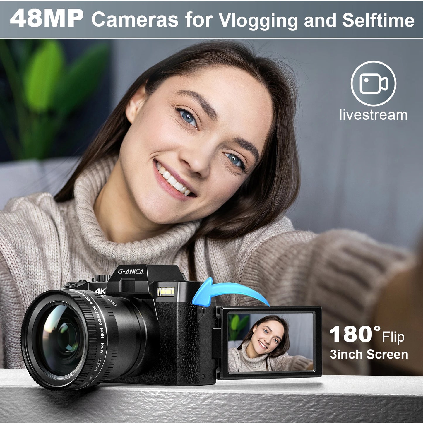 2024 New Digital Photography Camera 4K Wireless Network Camera Retro Vlog Recorder Youtube 48MP Camera 3 "Flip Screen