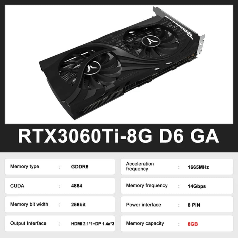 YESTON New Graphic Card GDDR6 NVIDIA Rtx 3060 12G Gaming GPU Video Cards Rtx 3060TI Rtx3050 Rtx3070 Rtx3080 Placa De Vídeo
