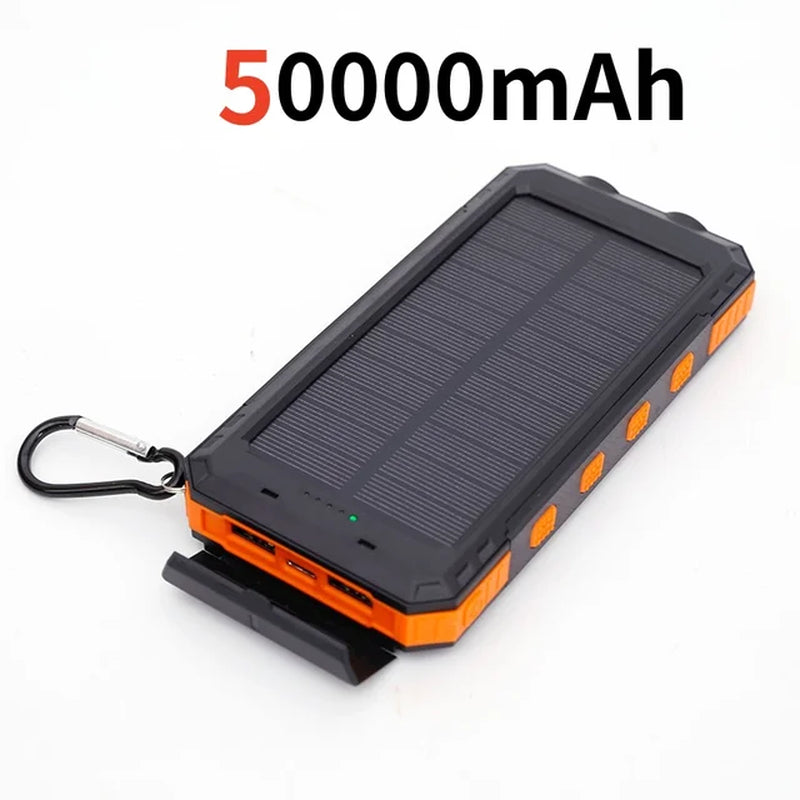 200000Mah Solar Power Bank Outdoor Wild Fishing Camping Ultra-Large Capacity Mobile Power Portable with Compass Rapid Charging 