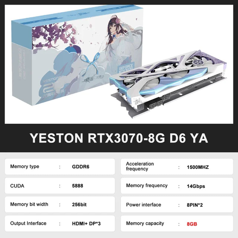 YESTON New Graphic Card GDDR6 NVIDIA Rtx 3060 12G Gaming GPU Video Cards Rtx 3060TI Rtx3050 Rtx3070 Rtx3080 Placa De Vídeo
