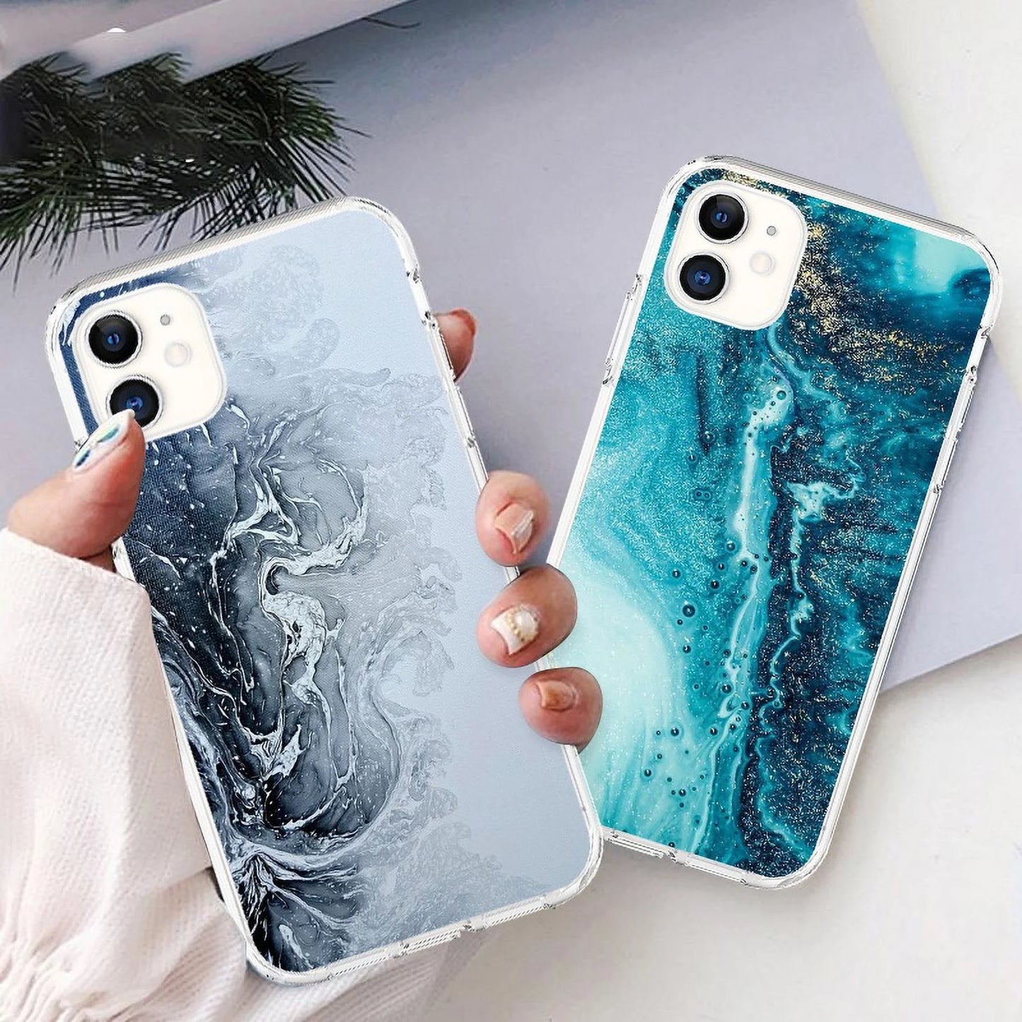 Watercolor Painting Phone Case for Iphone 15 plus 15 Pro Max 14 13 12 11 X XR XS 6 7 8 plus Marble Soft Phone Cover