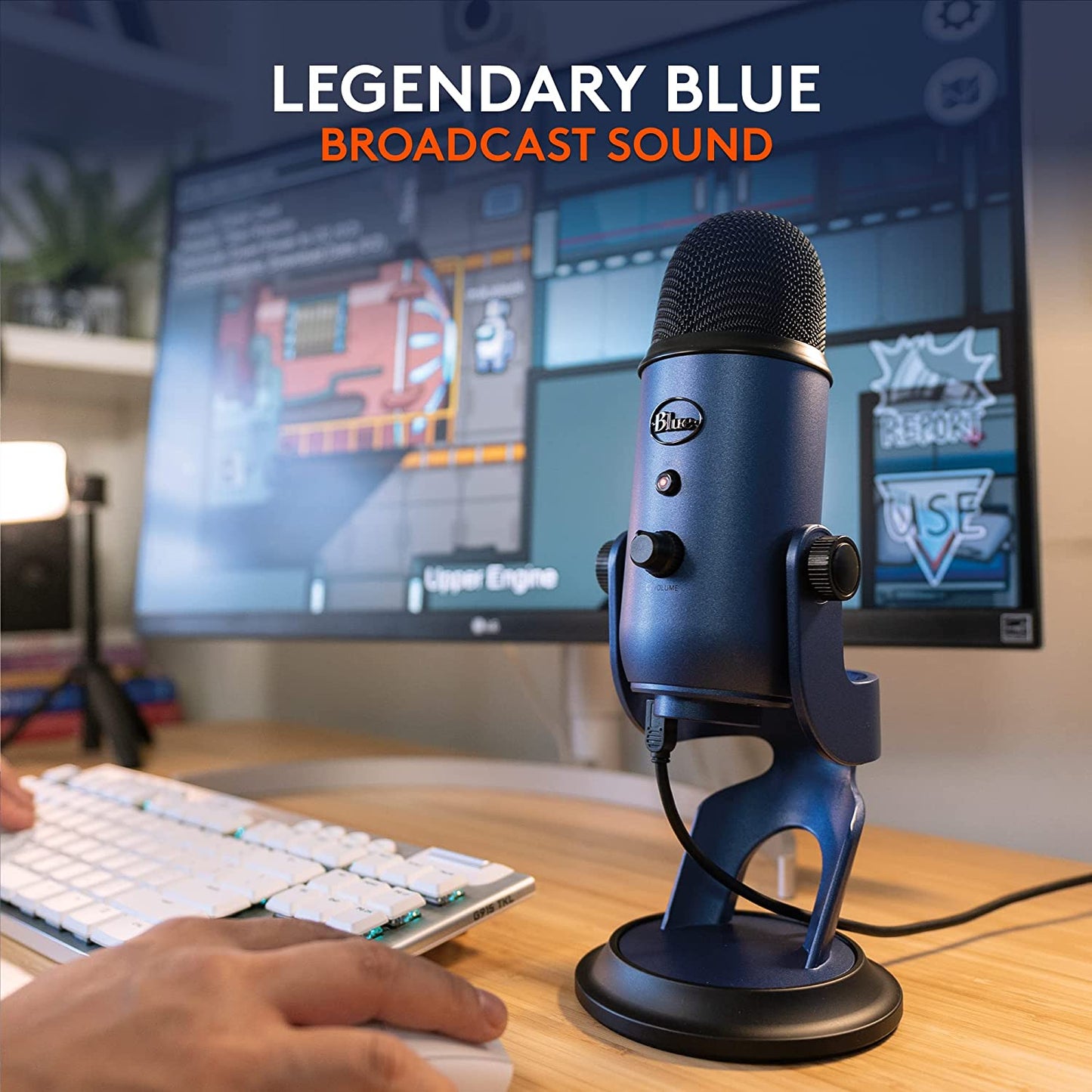 Yeti USB Mic for Recording and Streaming on PC and Mac, VO!CE Effects, 4 Pickup Patterns, Headphone Output and Volume Control, Adjustable Stand, Plug and Play – Midnight