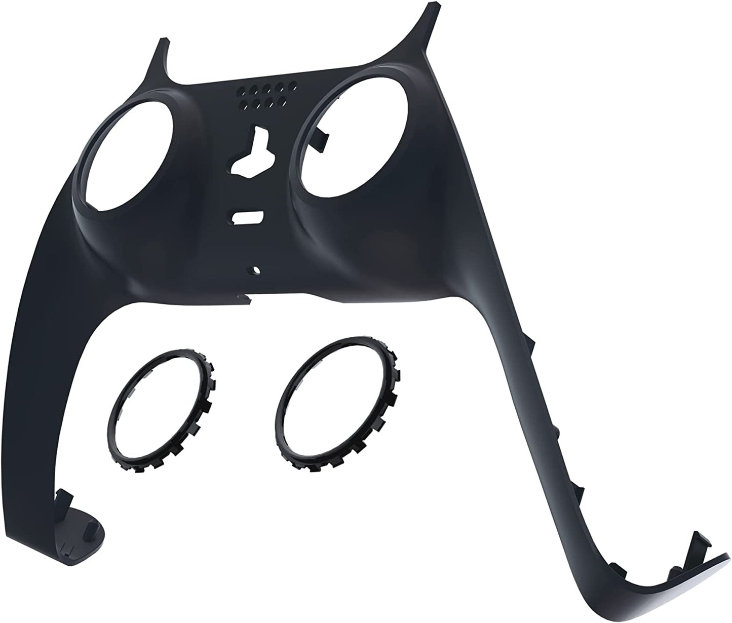 Solid Black Decorative Trim Shell for PS5 Controller, DIY Replacement Clip Shell for PS5 Controller, Custom Plates Cover for PS5 Controller with Accent Rings - Controller NOT Included