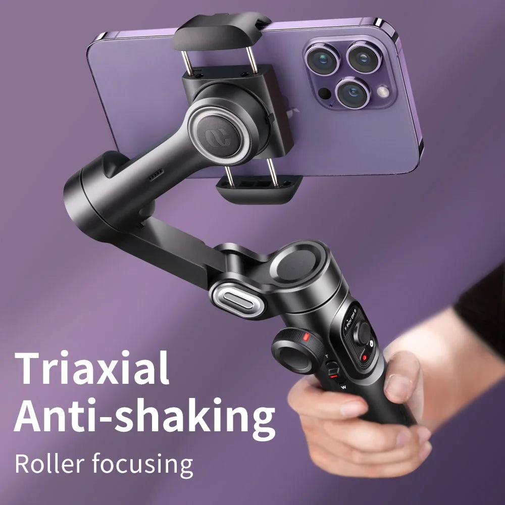 AOCHUAN 3-Axis Handheld Gimbal Stabilizer for Smartphone with Fill Light for Iphone Android Face Tracking Tiktok Vlog Smart XE