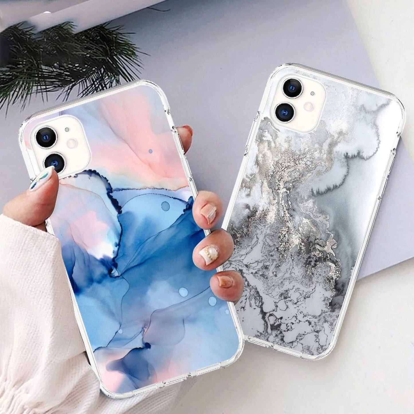 Watercolor Painting Phone Case for Iphone 15 plus 15 Pro Max 14 13 12 11 X XR XS 6 7 8 plus Marble Soft Phone Cover