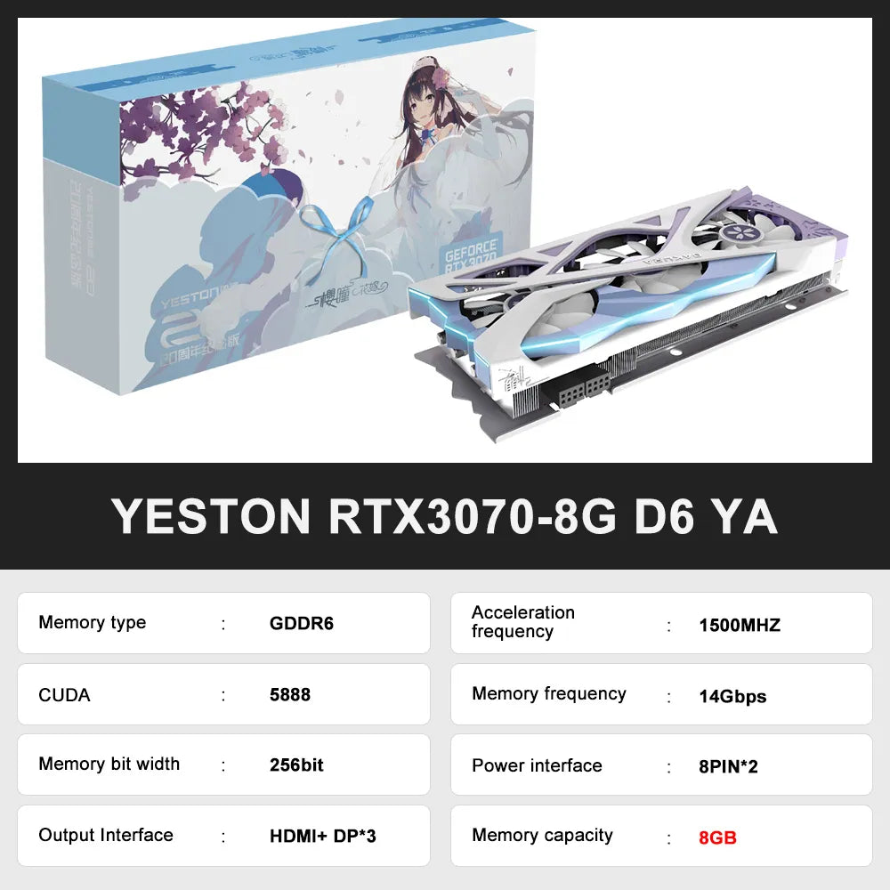 YESTON New Graphic Card GDDR6 NVIDIA Rtx 3060 12G Gaming GPU Video Cards Rtx 3060TI Rtx3050 Rtx3070 Rtx3080 Placa De Vídeo