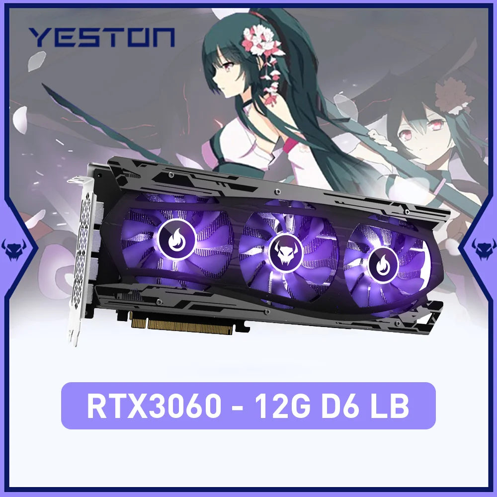 YESTON New Graphic Card GDDR6 NVIDIA Rtx 3060 12G Gaming GPU Video Cards Rtx 3060TI Rtx3050 Rtx3070 Rtx3080 Placa De Vídeo