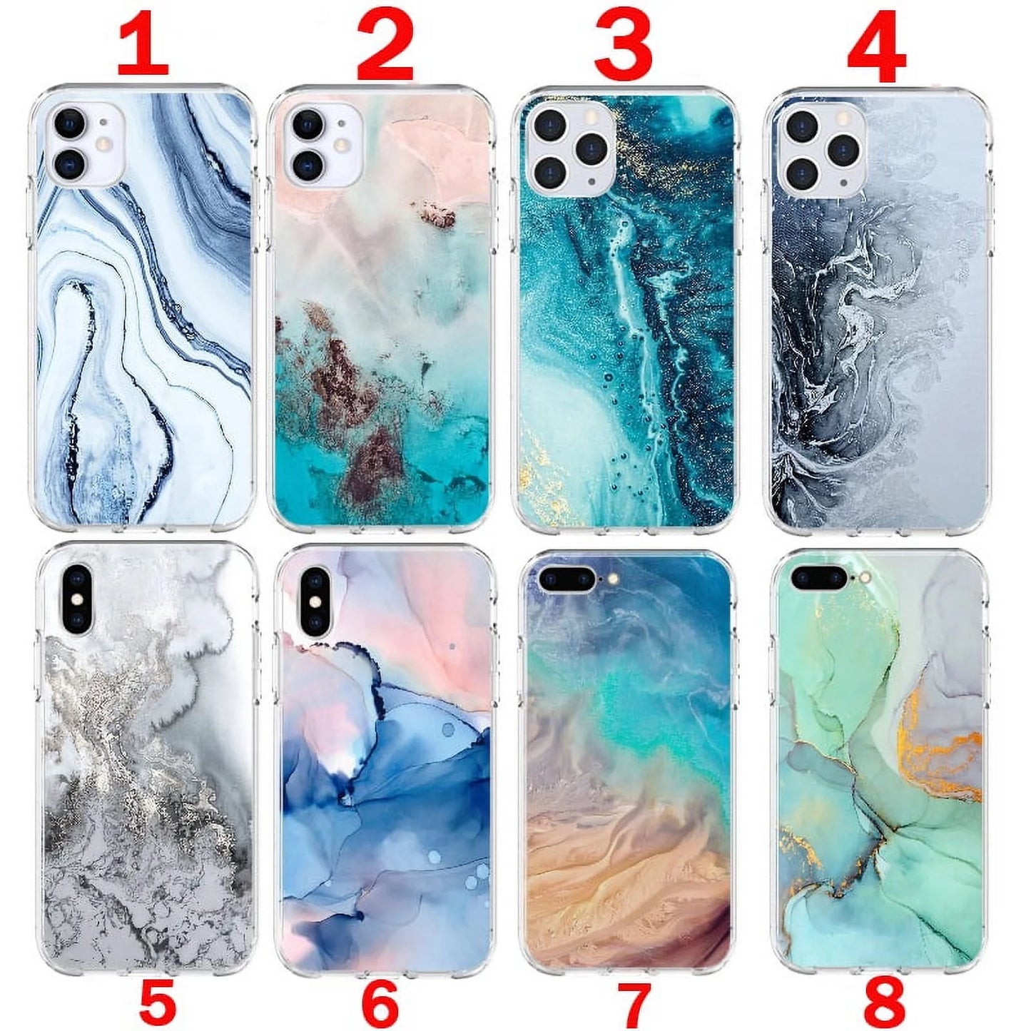 Watercolor Painting Phone Case for Iphone 15 plus 15 Pro Max 14 13 12 11 X XR XS 6 7 8 plus Marble Soft Phone Cover