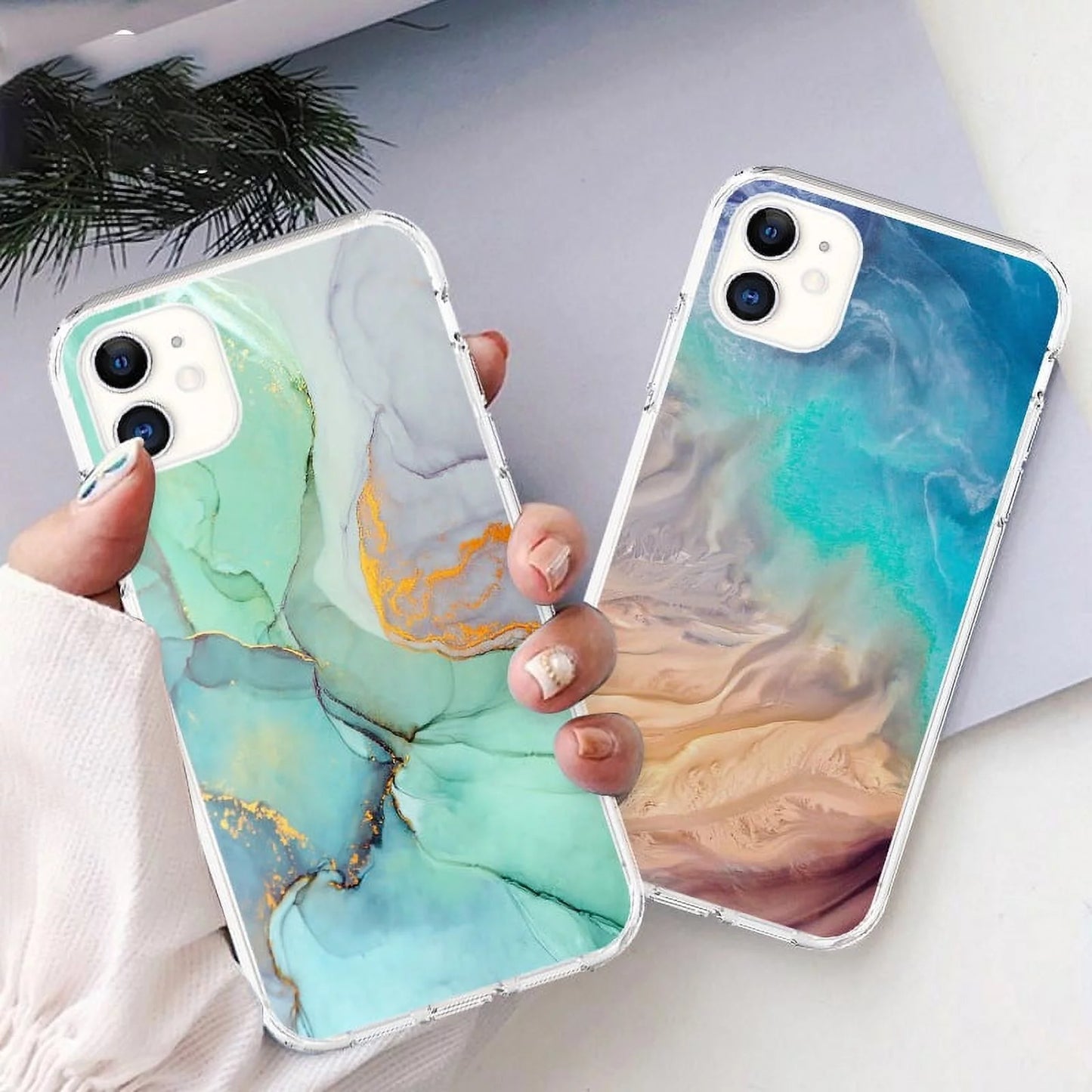 Watercolor Painting Phone Case for Iphone 15 plus 15 Pro Max 14 13 12 11 X XR XS 6 7 8 plus Marble Soft Phone Cover