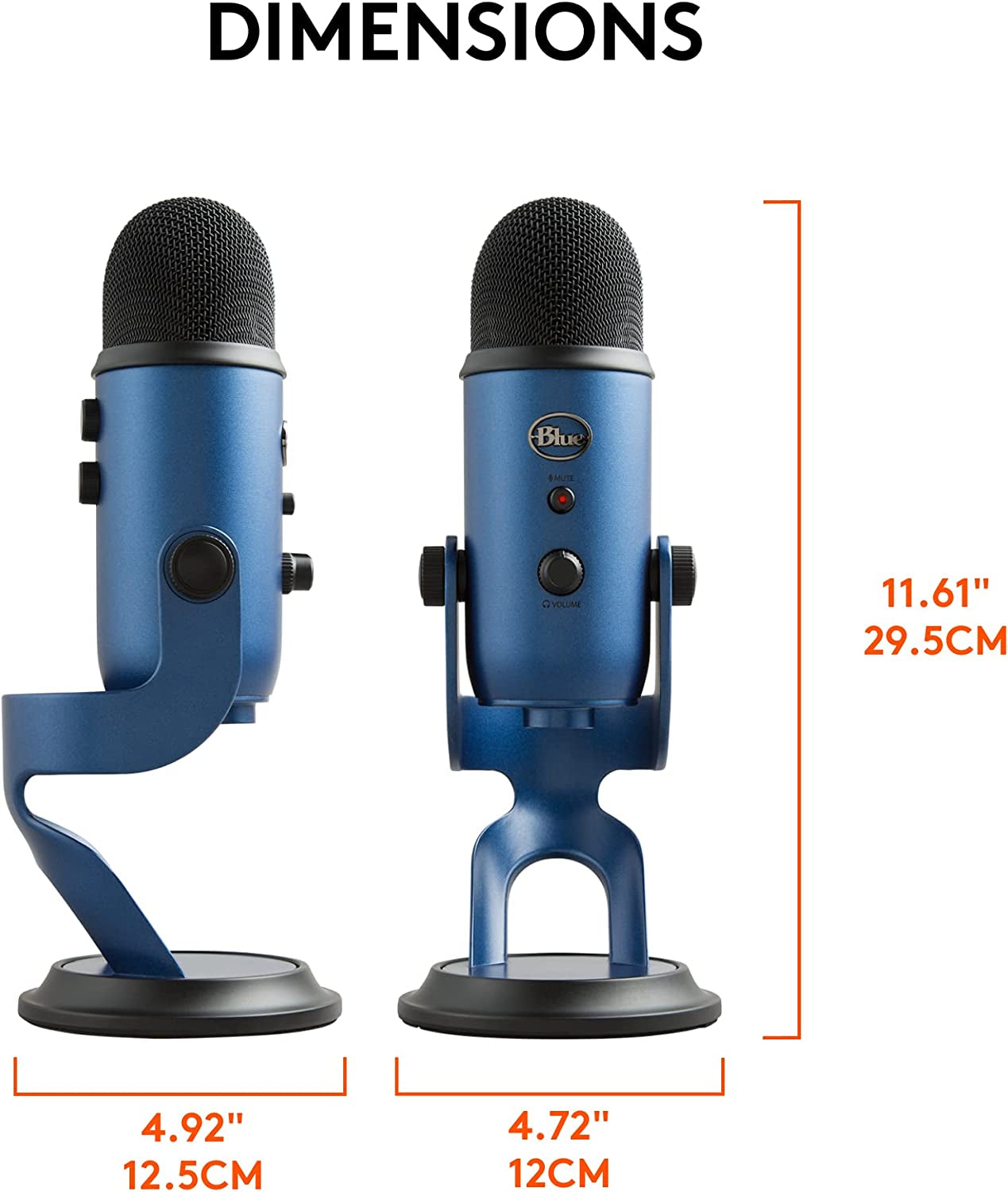 Yeti USB Mic for Recording and Streaming on PC and Mac, VO!CE Effects, 4 Pickup Patterns, Headphone Output and Volume Control, Adjustable Stand, Plug and Play – Midnight
