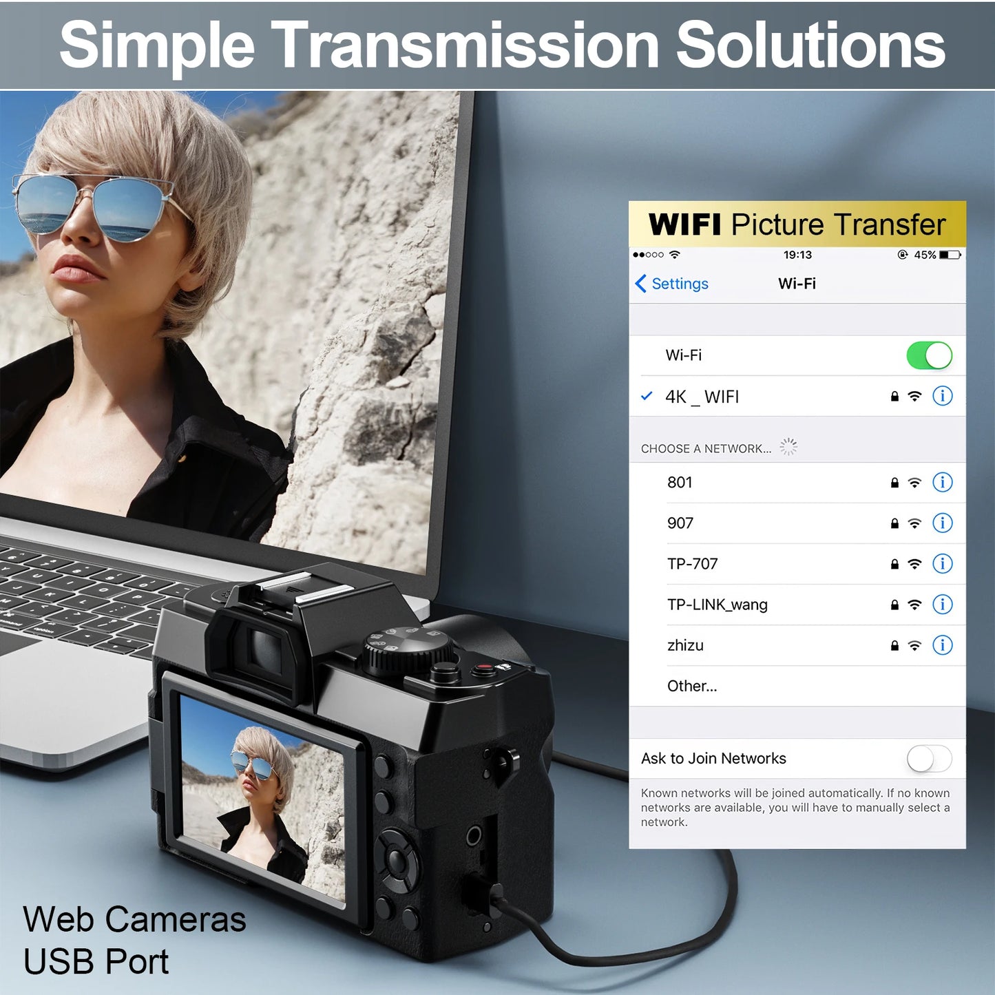 2024 New Digital Photography Camera 4K Wireless Network Camera Retro Vlog Recorder Youtube 48MP Camera 3 "Flip Screen