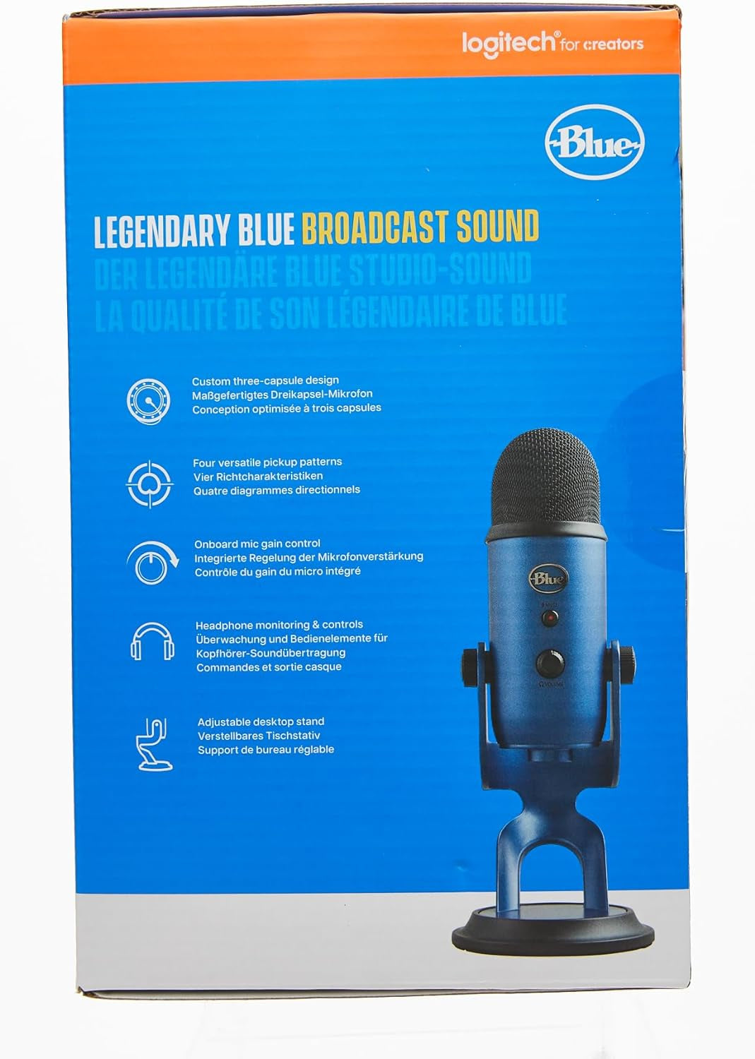 Yeti USB Mic for Recording and Streaming on PC and Mac, VO!CE Effects, 4 Pickup Patterns, Headphone Output and Volume Control, Adjustable Stand, Plug and Play – Midnight