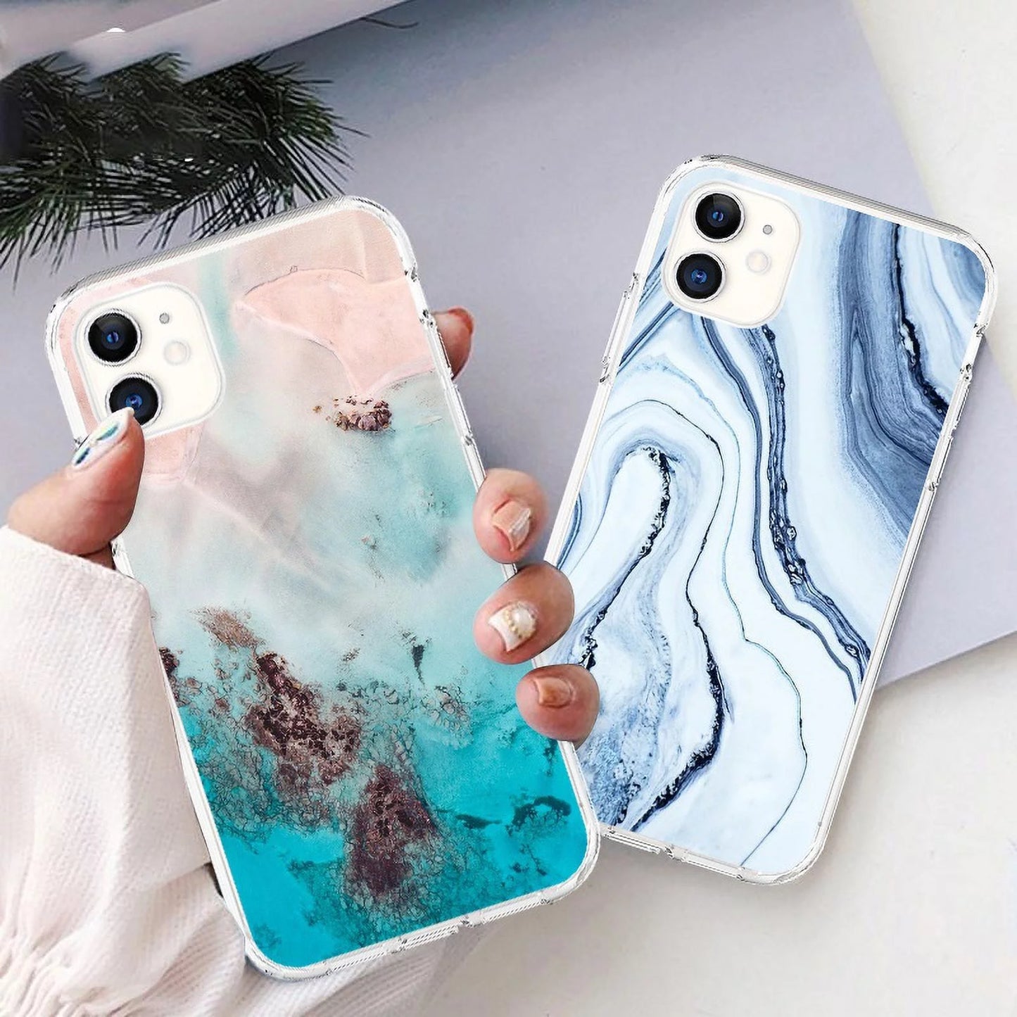 Watercolor Painting Phone Case for Iphone 15 plus 15 Pro Max 14 13 12 11 X XR XS 6 7 8 plus Marble Soft Phone Cover