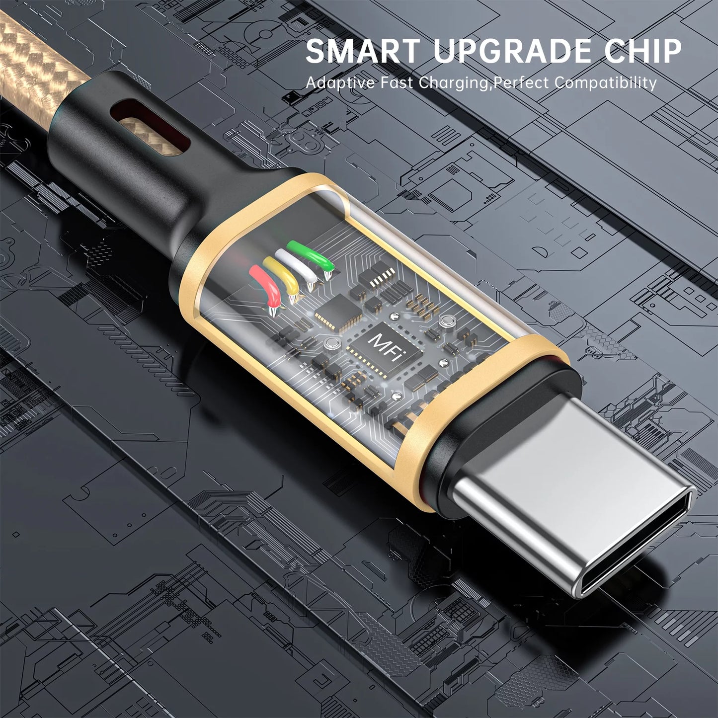 USB C Cable 2.4A Fast Charging Cable, 3 Pack 3/6/6Ft Long Charger, Premium Nylon Cables, Fast Charging Cord Compatible with Iphone 15 Samsung Galaxy Note 10/10+ Plus/9/8, S20 S10 S9 S8 plus (Gold)