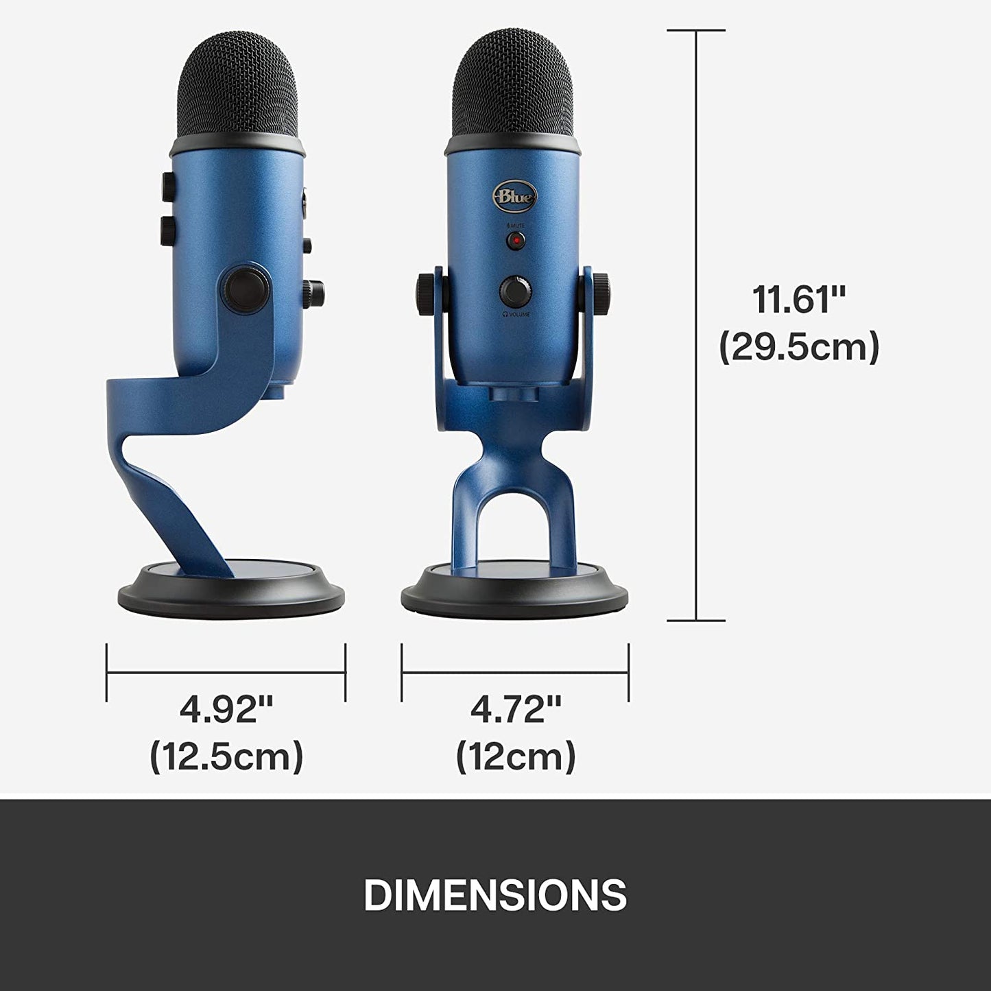 Yeti USB Mic for Recording and Streaming on PC and Mac, VO!CE Effects, 4 Pickup Patterns, Headphone Output and Volume Control, Adjustable Stand, Plug and Play – Midnight