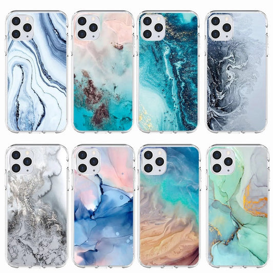 Watercolor Painting Phone Case for Iphone 15 plus 15 Pro Max 14 13 12 11 X XR XS 6 7 8 plus Marble Soft Phone Cover