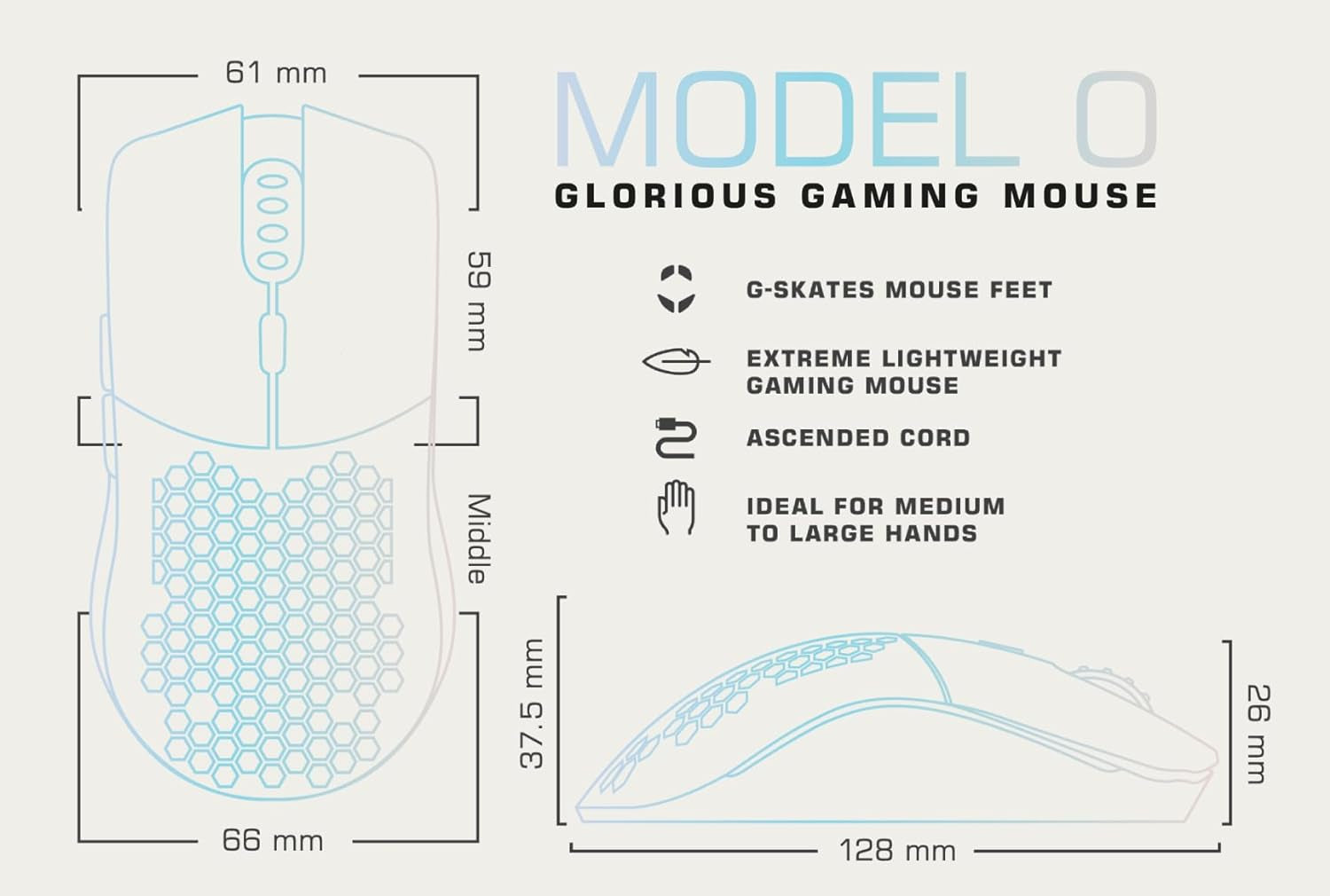 Model O Gaming Mouse, Matte White (Go-White)