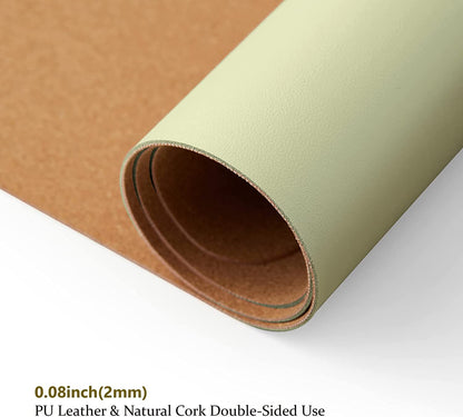 Cork Desk Mat - Dual-Sided Desk Pad for Office and Home - Desk Organization and Accessories - Ideal for Large Mouse Pad and Desk Mats on Top of Desks(Light Green,31.5"X 15.7")